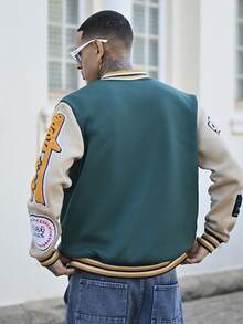 Devon Thys Men's Casual Long Sleeve Rave Baseball Jacket, Minimalist Fashion For Everyday Wear, For Fall - Multicolor - View 2