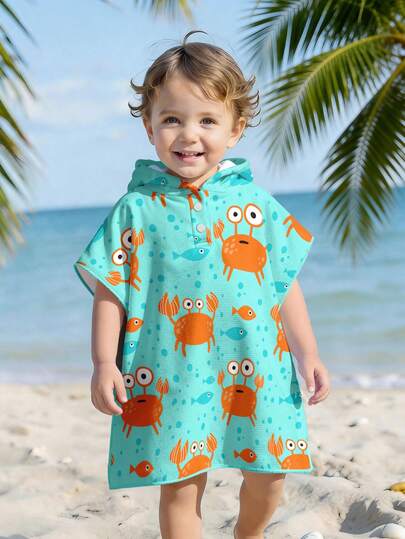 Áo khoác ngoài có mũ trùm đầu may đo theo yêu cầu dành cho bé trai, cỡ sơ sinh và trẻ nhỏ, áo choàng cổ chữ V, khăn tắm mặc được, áo che chắn khi đi biển, vật dụng cần thiết cho việc tắm và bơi lội.