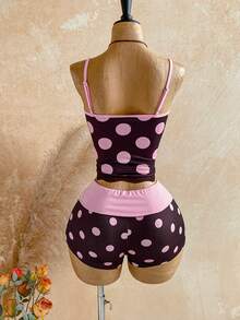 Soleia Áo camisole mùa hè dành cho nữ, không tay, dây mảnh, phối ren, chấm bi, dáng ôm. - Nhiều màu - Xem 2