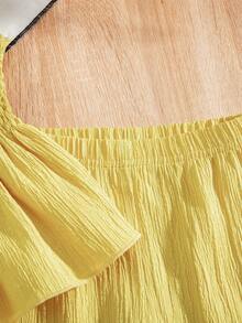SHEIN Baby Girl Vacation Solid Color Camisole And Pants Casual Outfit - Yellow - View 6