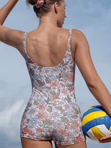 Swim SPRTY Damen Sommer Urlaubs Strand romantischer Blume Muster Badeanzug - Verschiedenfarbig - Übersicht 2