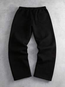 PAVTROS Plus Size Solid Color Casual Loose Fit Sweatpants, Suitable For Spring - Black - View 2