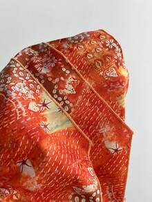 Elamini 女士连衣裙，蕾丝拼接，V领，不对称下摆，收腰设计，度假风，吊带 - 橘色 - 查看 6