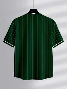 Aesthetic Post Men's Short Sleeve Striped Front Button Casual Shirt, Summer - Multicolor - View 2