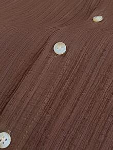 Manfinity RSRT 男士纯色短袖单排扣衬衫和短裤休闲套装 - 彩色 - 查看 5