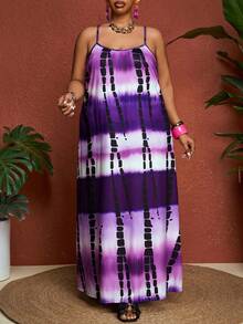 SHEIN CURVE+ Plus Size Women's Gradient Camisole Dress, Pocket Dress - Multicolor - View 6