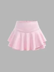 SHEIN Girlism 3件套少女纯色运动裙套装 - 彩色 - 查看 3