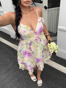 Sunnyshic Plus Size White Printed Loose Strap Casual Boho Dress, Suitable For Summer Vacation Vacation - Multicolor - View 7
