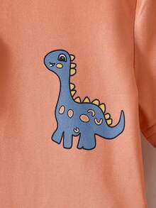 Set de 6 piezas de pijama corto de manga corta con estampado de animales de dibujos animados para niños, ropa de estar por casa casual, cómoda y suave para el verano - Multicolor - Ver 5