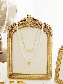 1pc Vintage Baroque Style Resin Necklace & Jewelry Display Stand, Tabletop Necklace And Earring Holder With Velvet Backing, Jewelry Display Rack For Showcasing Accessories, Perfect Gift For Women, Jewelry Towers,Room Decor - Multicolor - View 7