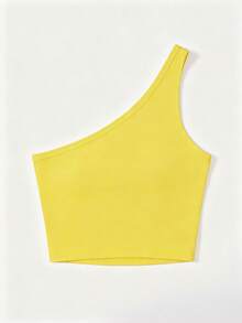 Franclia Women's Solid Color Sleeveless Casual Top - Yellow - View 2