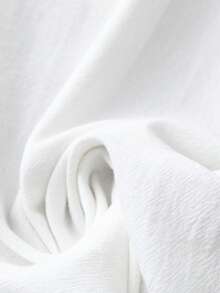 EMERY ROSE Women's Casual French Style White Linen-Like Textured Flowy Soft Pocket Pants, Spring/Summer - White - View 5