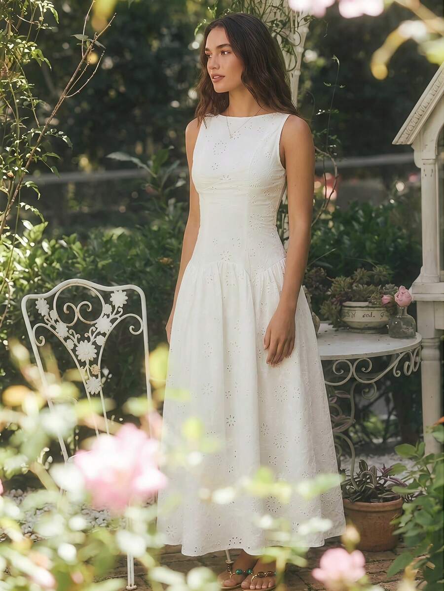 Enchnt Đầm ôm dáng thanh lịch, đa năng với cổ áo bất đối xứng xếp ly. - trắng - Xem 1