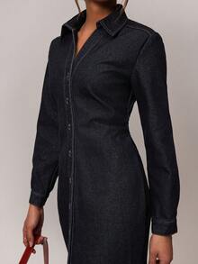 Forever 21 Fall&Winter Summer Women Collared/V-Neck/Valentine's Day/Valentine Outfit/Office Wear Women/Club Outfits Women/Going Out/Color/Funny/Business Casual /Long Sleeve/Deep Blue/Y2k Clothes/Denim Long Dress/New Years Dress/Women Clothes/Tween Girls/Street Wear Women/Party Women Outfits/Summer Women Outfit/Retro/Blue Washed /Street Style/Classy Outfits/Daily Wear/Casual/Party Dress/Maxi Dress - Blue - View 5