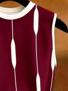 EMERY ROSE Plus Size Contrast Stripe Sleeveless Tank Top For Women - Multicolor - View 3