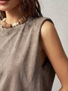 Bohemela Áo tank top không tay cổ tròn dành cho nữ đi nghỉ mát - Màu be - Xem 6