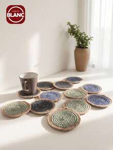 Madebyblanc 1/2/3 pezzi Sottobicchieri intrecciati assorbenti e resistenti al calore, multicolore, minimalisti, rustici, per protezione tavolo, antiscivolo, facili da pulire, durevoli, per cucina, casa, ufficio, decorazione, regalo di benvenuto in casa pratico e indispensabile accessorio per la casa - Multicolore - Visualizzare 1