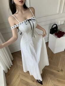 Celisse Elegant A-Line Maxi Slip Dress - White - View 5