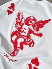 PAVTROS 男士街头风热销天使刺绣毛巾，适合户外音乐节、日常通勤、朋友聚会、送给男友/老公的礼物、周年纪念礼物，白色T恤 - 白色 - 查看 5