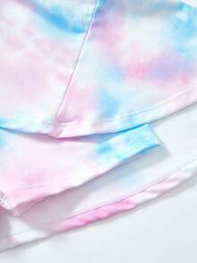 SHEIN 女童扎染针织圆领无袖修身休闲连体裤 - 粉色 - 查看 6