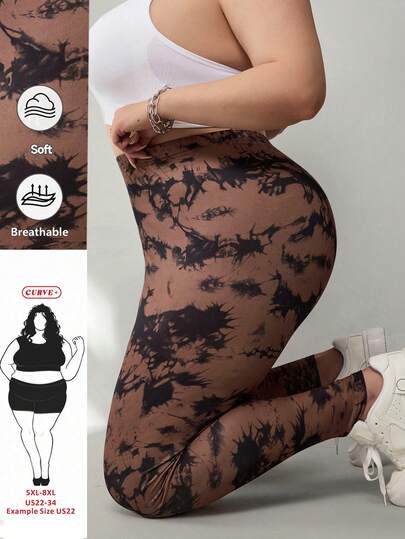 SHEIN CURVE+ Quần legging nữ cỡ lớn, màu trơn, kiểu dáng tối giản, đa năng, phù hợp cho công sở, phòng tập gym, và giữ ấm mùa thu/đông.