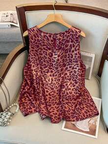 GlowEve CURVE Damen modisches goldenes Leoparden-Muster Trägerhemd - Pink - Übersicht 2