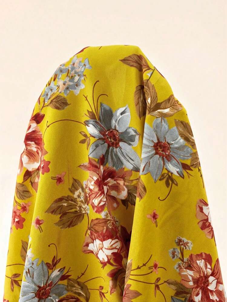 Plus Size Floral Print Drawstring Pocket Casual Loose Shorts, Summer