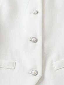 GlowEve Áo blazer mỏng cổ chữ V thanh lịch phối ren dành cho nữ, kiểu dáng thường ngày tinh tế. - trắng - Xem 3