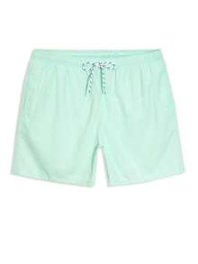 ZELFYO Men Solid Drawstring Waist Swim Trunks - Mint Blue - View 4