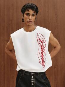TOKVUE Áo tank top dáng ngắn rộng rãi phong cách Mỹ cổ điển dành cho nam của PAVTROS - trắng - Xem 2