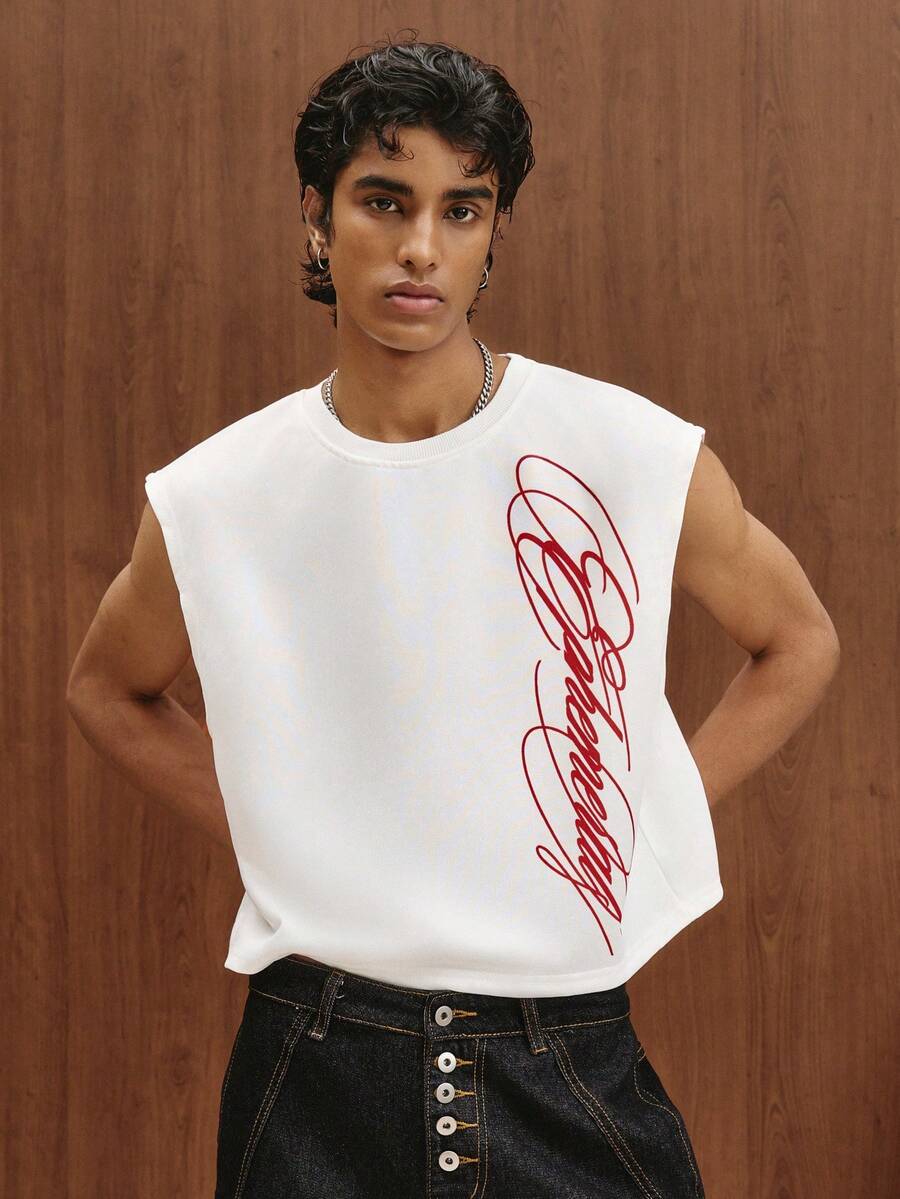 TOKVUE Camiseta de tirantes holgada y corta de estilo vintage americano para hombres PAVTROS - Blanco - Ver 1