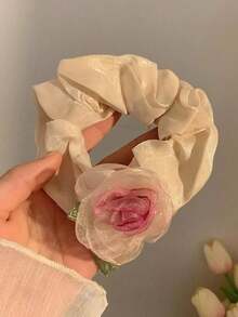 Joivida 1个高级法式侧戴发圈 - 甜美优雅薄纱玫瑰发饰，女士新款高弹力发圈 - 彩色 - 查看 8