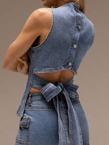SHEIN Forever 21 海灘度假 夏季文藝復興市集鄉村音樂會 Y2K 畢業外出上衣 音樂節 機場 復活節 波希米亞風 藍色夏季上衣 母親節 畢業 - 藍色 - 查看 6