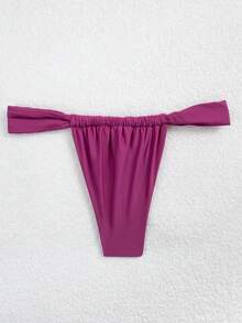 Swim Vcay Braga de bikini para mujer, estilo brasileño de unicolor y tiro bajo, sexy - Rojo violeta - Ver 1