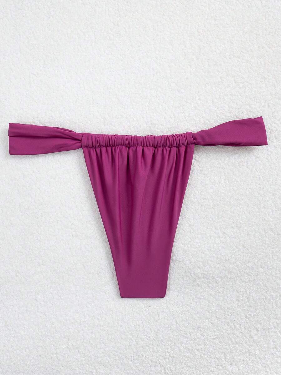 Swim Vcay Braga de bikini para mujer, estilo brasileño de unicolor y tiro bajo, sexy - Rojo violeta - Ver 1