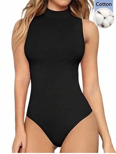 EMERY ROSE 女士纯色立领无袖修身连体衣，简约夏季款