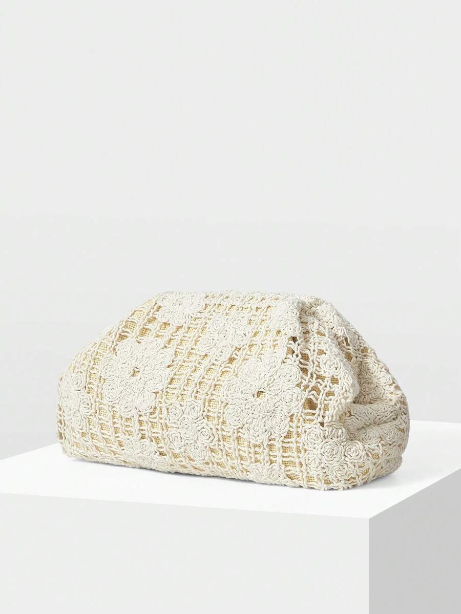 MOTF PREMIUM WOMEN'S FASHIONABLE SEQUIN CLUTCH PURSE, BAG FOR WOMEN ELEGANT, LUXURY, PERFECTLY MATCHING WITH PROM DRESSES FOR WOMEN, PROM ACCESSORIES,SPARKLY ELEGANT FOR WOMEN, PROM BAG FOR PARTY - apricot straw weaving - View 1