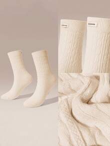 2-Pair European Linen Cotton Blend Cable-Knit Seamless Toe Socks Holiday Vacation Summer Daily Casual Wear - Multicolor - View 7