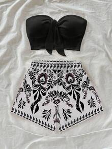 Soleia 女士复古佩斯利印花波西米亚风两件套，适合外出、海滩度假、时尚、婚礼、派对、节日等场合。 - 彩色 - 查看 7