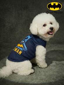 Batman X PETSIN 1 Piece Of Superhero With Face Mask, Blue Head Print Pet Vest, Soft, Breathable, Unconstrained, Deep Blue Pet Clothing - dark blue - View 2