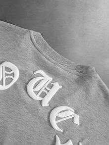 PAVTROS Camiseta suelta de manga caída con estampado de letras para uso diario y casual, verano - Gris - Ver 4