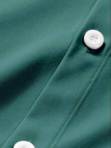Manfinity Homme Men's Geometric Pattern Short Sleeve Button-Up Casual Shirt - Dark Green - View 4