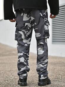 Devon Thys 男式迷彩印花翻盖口袋侧抽绳腰部宽松工装迷彩裤，秋季 - 彩色 - 查看 2