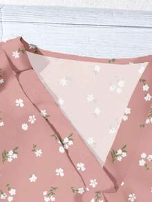 SHEIN RusticEase 女士碎花短袖休闲衬衫，适合夏季穿着 - 藕粉色 - 查看 3