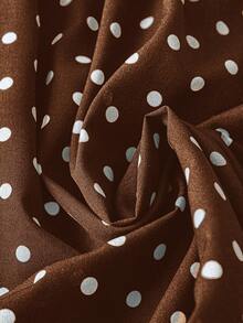 SHEIN LUNE Kamisol Kasual Motif Polkadot untuk Wanita Ukuran Besar - Coklat - View 3