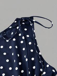 MOD Conjunto de 2 piezas de top y shorts con estampado de lunares, moda casual para mujer - Azul marino - Ver 5