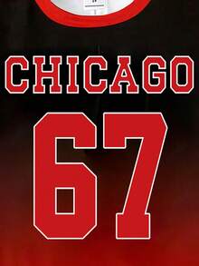 2pcs/Set Toddler Boys' Casual Creative Numeric 67 Chicago Gradient Letter Graphic Print Short Sleeve T-Shirt And Shorts Set, Comfortable Daily Wear, Suitable For Spring, Summer - Multicolor - View 6