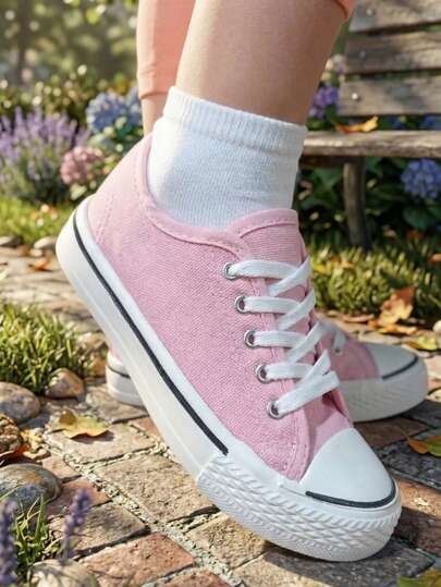 tenis lona niño niña unisex casual urbano moda zapatillas confort para caminar bajo 12mx-21mx primeros pasos a 10 años escolar con suela blanca verde rosa primavera raya negra