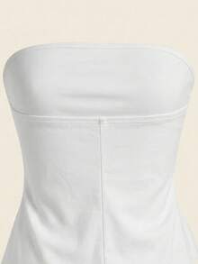 SHEIN Essnce 95% Cotton Casual Minimalist White Blouse For Women,Summer Top - White - View 4