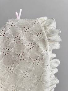 Elamini Đầm nữ, chất liệu vải dệt họa tiết phối nhiều mảnh với viền ren, thắt eo. - Màu be - Xem 6